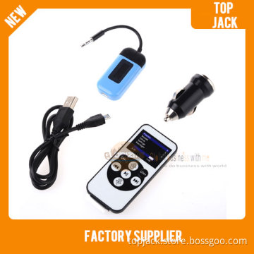 New Arrival 3.5mm Jack Car FM Transmitter W/ Remote Control Car Charger Set for iPhone and iPad